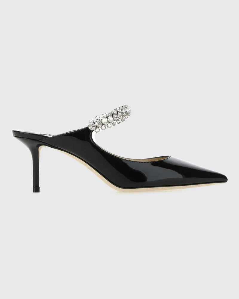 Jimmy Choo Mules aus Lackleder mit Kristallstickerei und mittlerem Absatz Schwarz