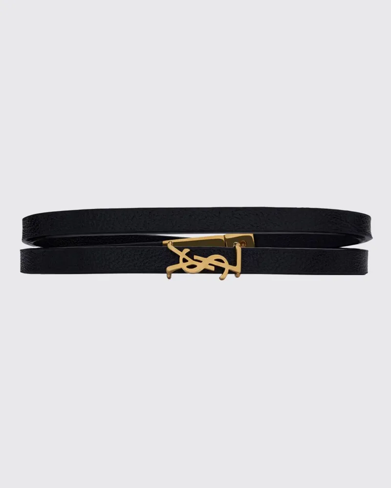 Saint Laurent Lederarmband mit Logo-Detail Schwarz