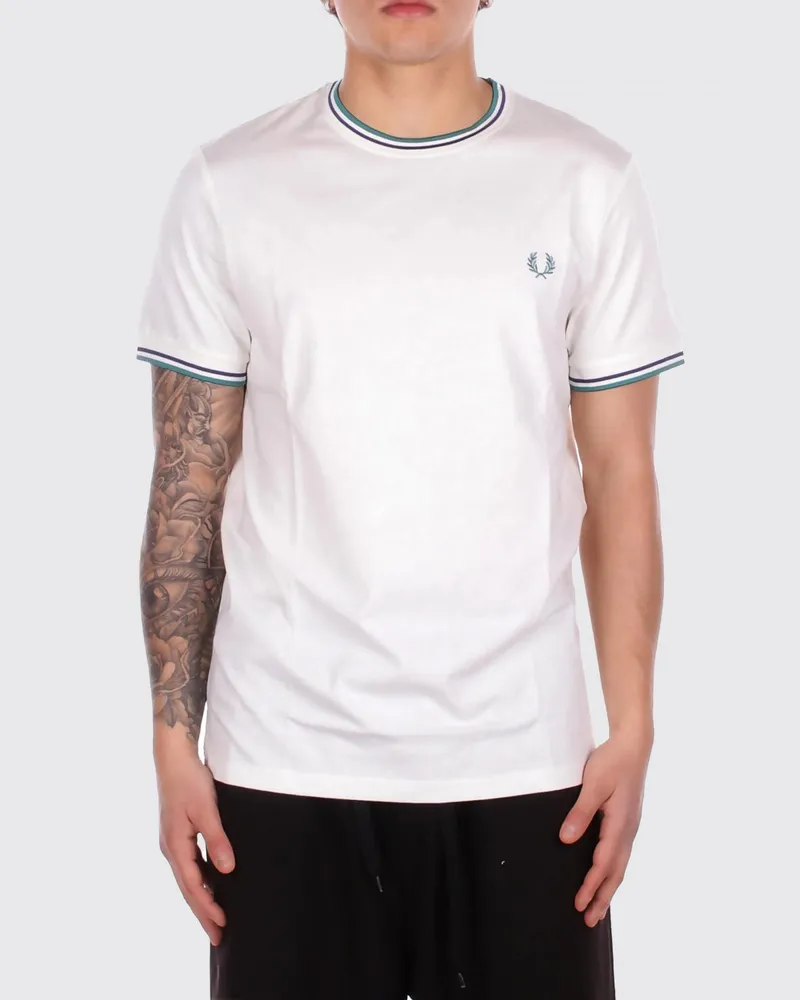 Fred Perry Baumwoll-T-Shirt mit Logo Weiss