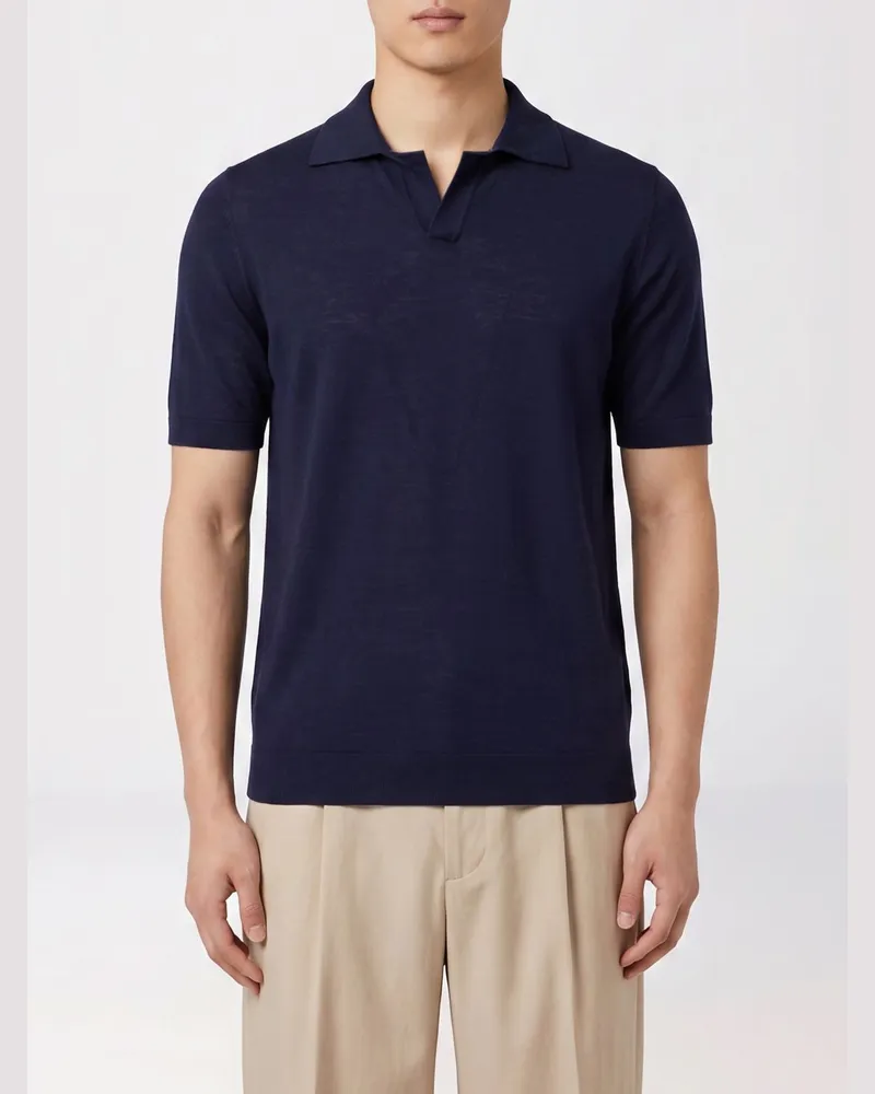 Ballantyne Polohemd aus Baumwollstrick Blau