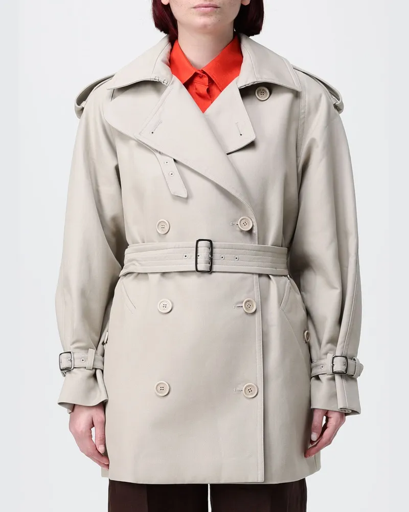 Max Mara Zweireihiger Baumwoll-Trenchcoat Grau