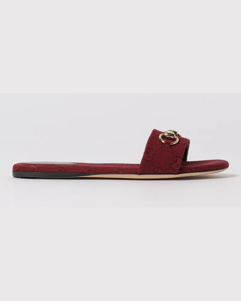 Gucci Flache sandalen damen Burgunderrot