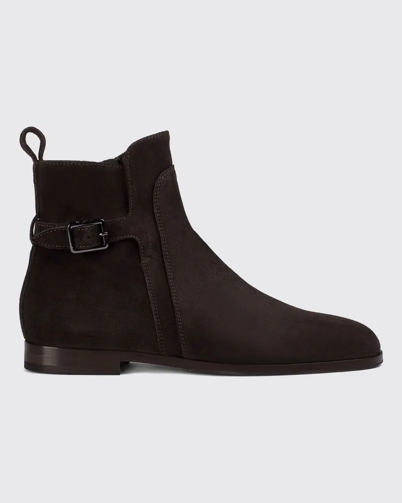 Doucal´s Schnürstiefeletten aus Veloursleder mit verstellbarem Riemen Mahagoni