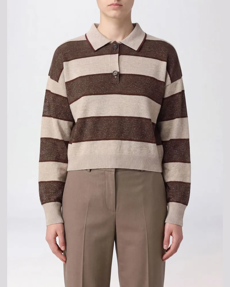 Brunello Cucinelli Gestreiftes Polohemd aus Wolle und Kaschmir Gestreift