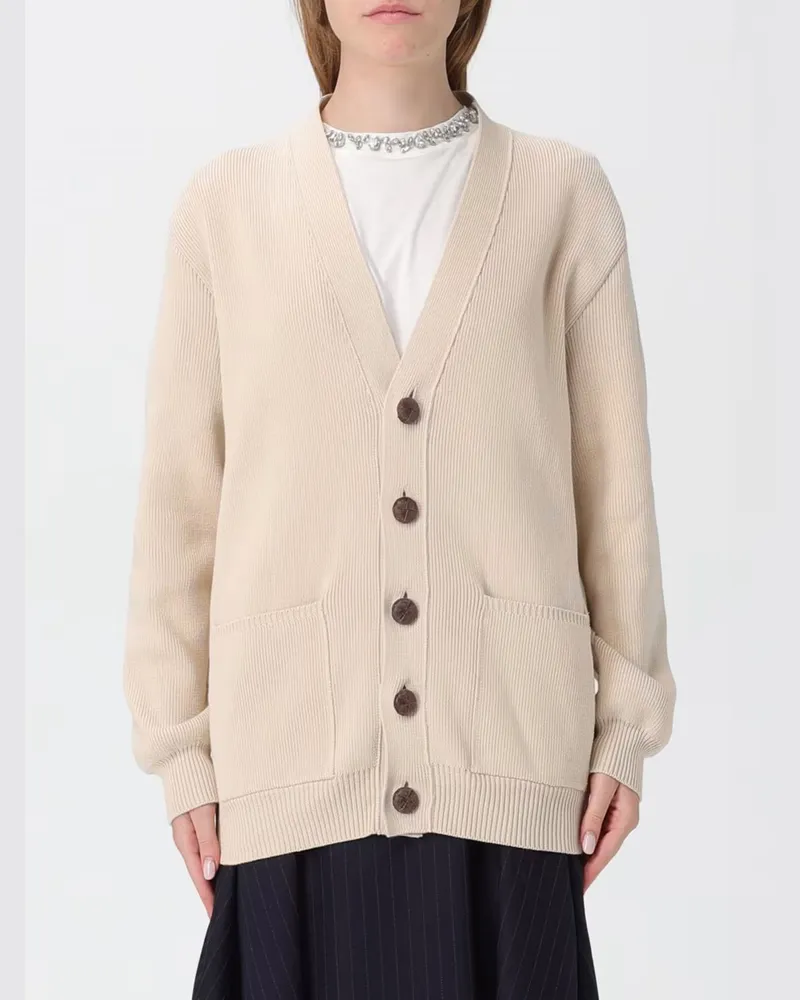 Golden Goose Locker geschnittener Cardigan aus Baumwollmischung mit V-Ausschnitt Beige