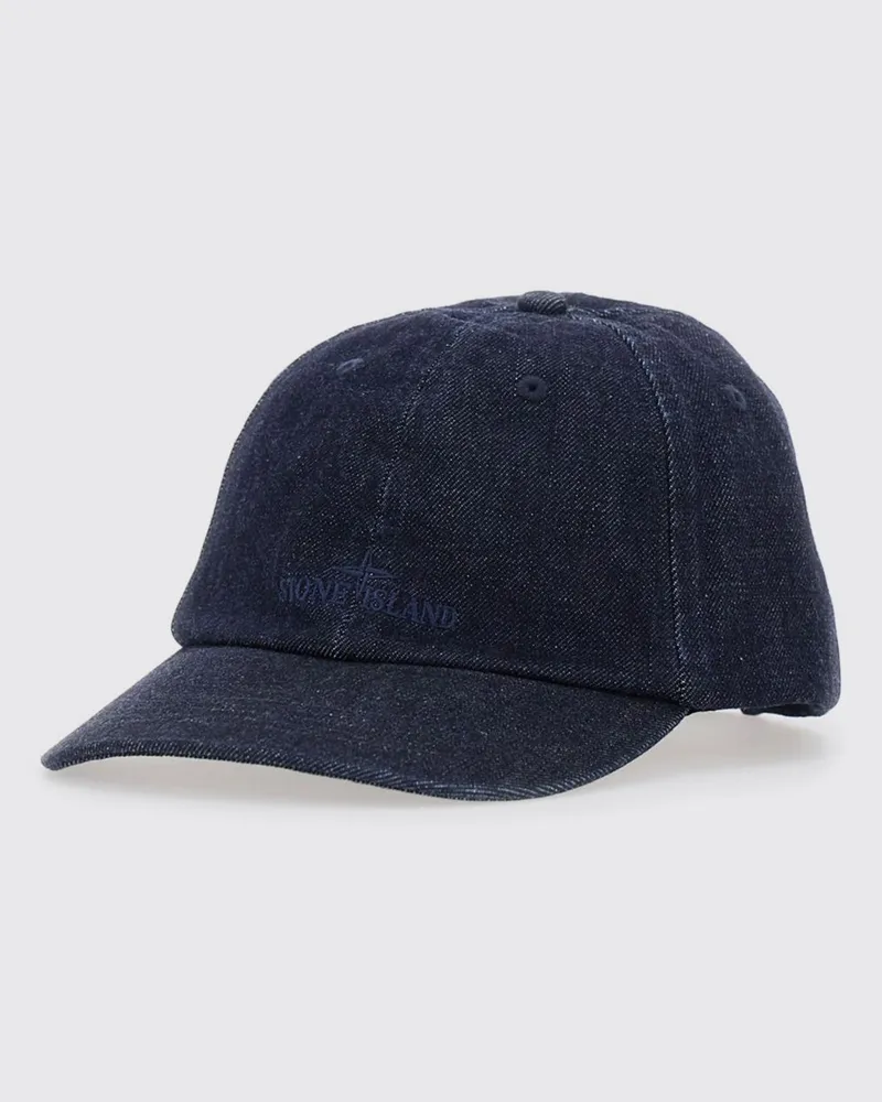 Stone Island Baseballkappe von aus Baumwolldenim mit gesticktem Logo Blau
