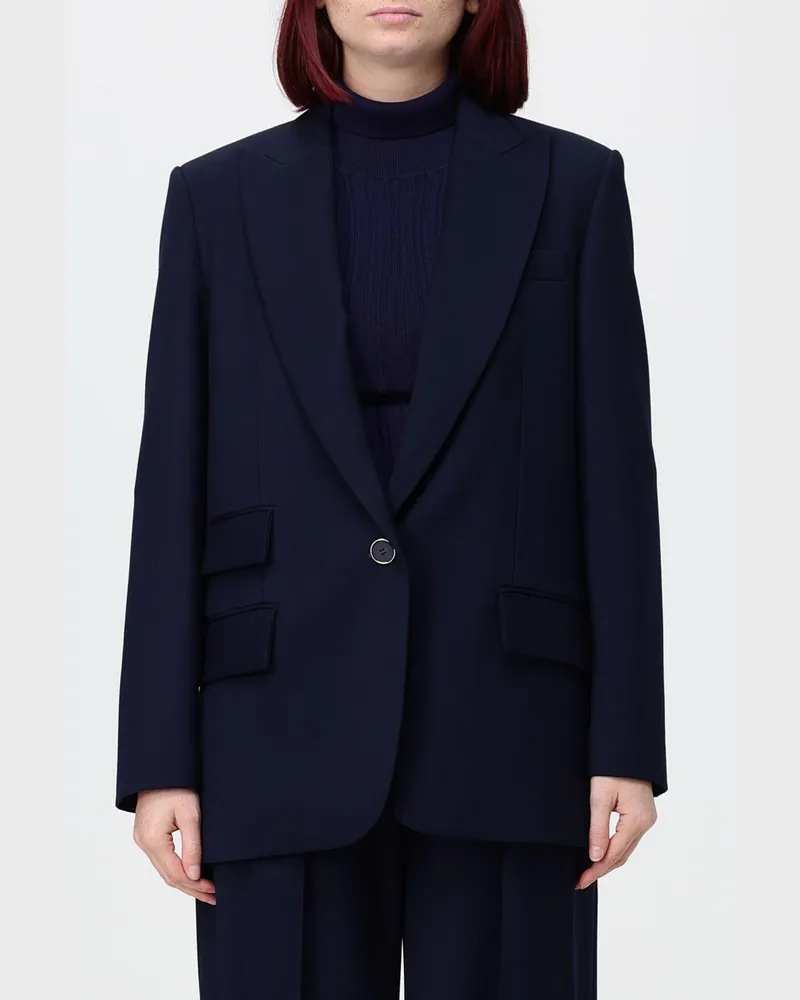 Simona Corsellini Einreihiger Blazer aus Baumwollmischung mit steigendem Revers von Blau