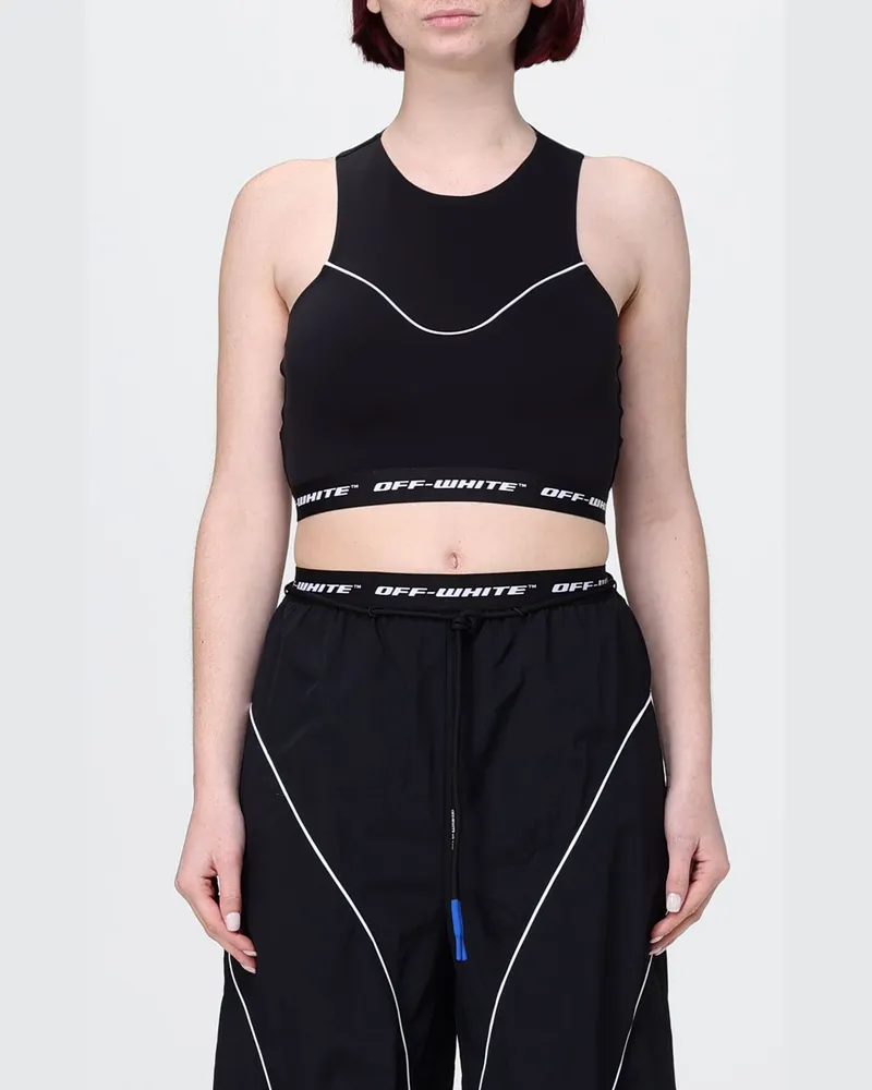 OFF-WHITE Cropped-Top aus technischem Stretchgewebe Schwarz