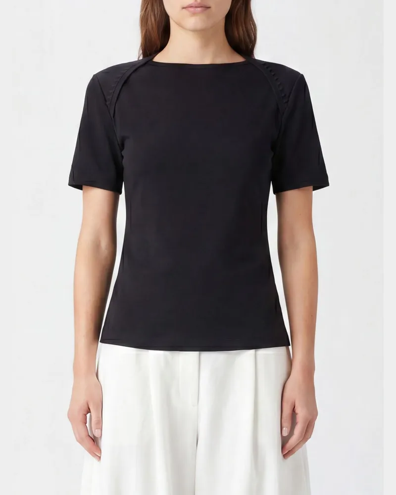 Jacquemus T-Shirt Clavela aus Baumwolle mit geradem Ausschnitt und Slim Fit Schwarz