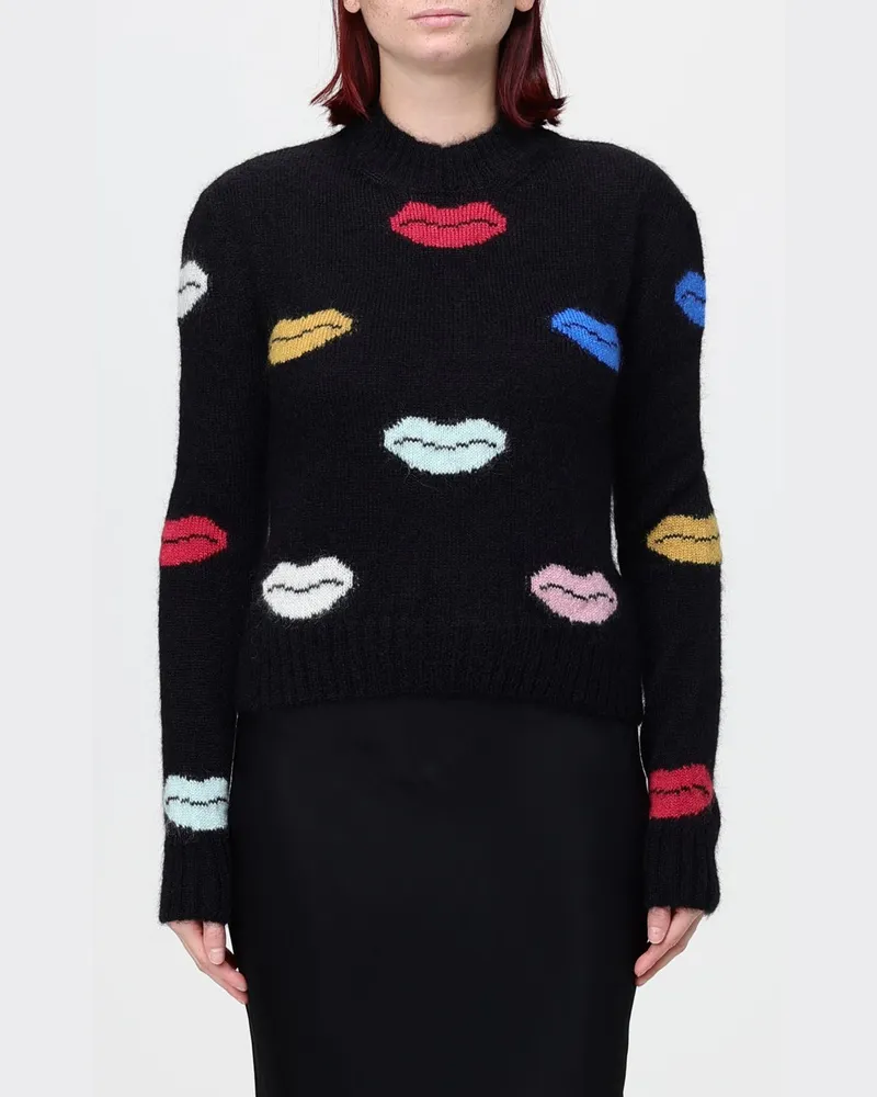 Fiorucci Schmal geschnittener Pullover mit Grafikdruck aus Woll- und Mohair-Mischung Schwarz