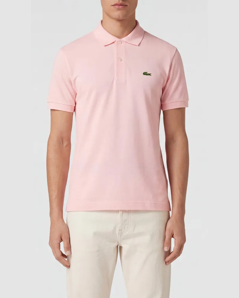 Lacoste Klassisches kurzärmeliges Baumwoll-Poloshirt von mit Logo-Patch Pink