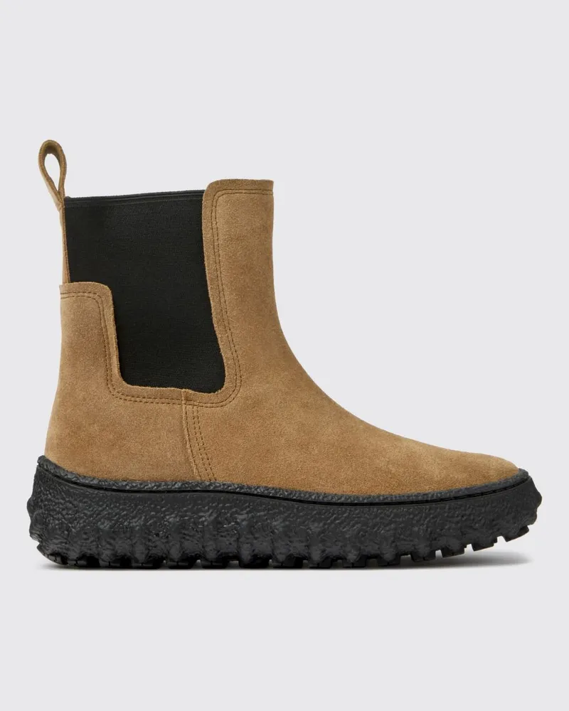 Camper Ground Chelsea-Boots aus Veloursleder mit gekerbter Sohle Braun