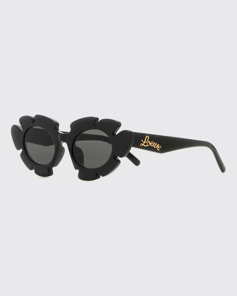 Loewe Cat-Eye-Sonnenbrille aus schwarzem Acetat mit Blumendesign Schwarz