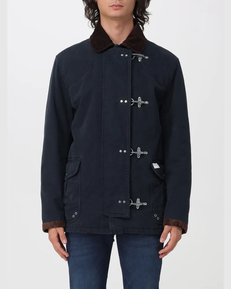 Fay 4 Ganci Baumwolljacke mit Samtkragen und aufgesetzten Taschen Navy