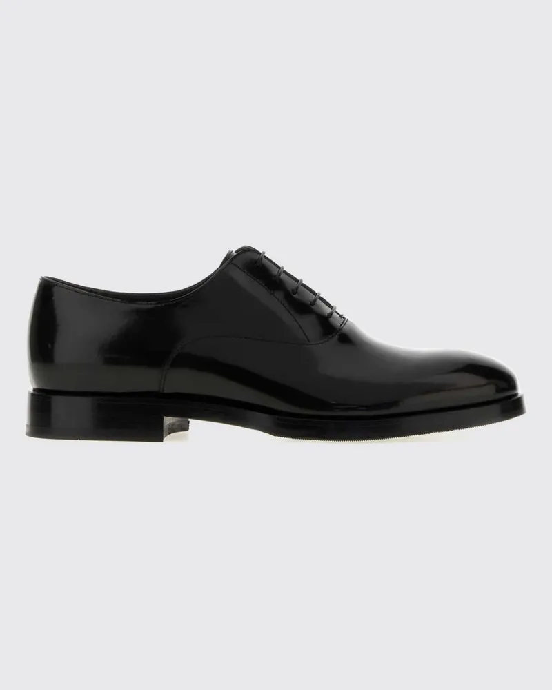 Brunello Cucinelli Elegante Oxford-Schuhe aus schwarzem Lackleder Schwarz