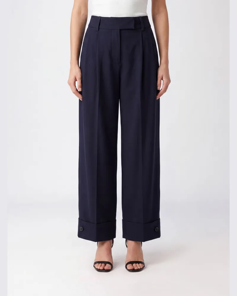 Giorgio Armani Palazzo-Hose aus Schurwolle mit hoher Taille Blau