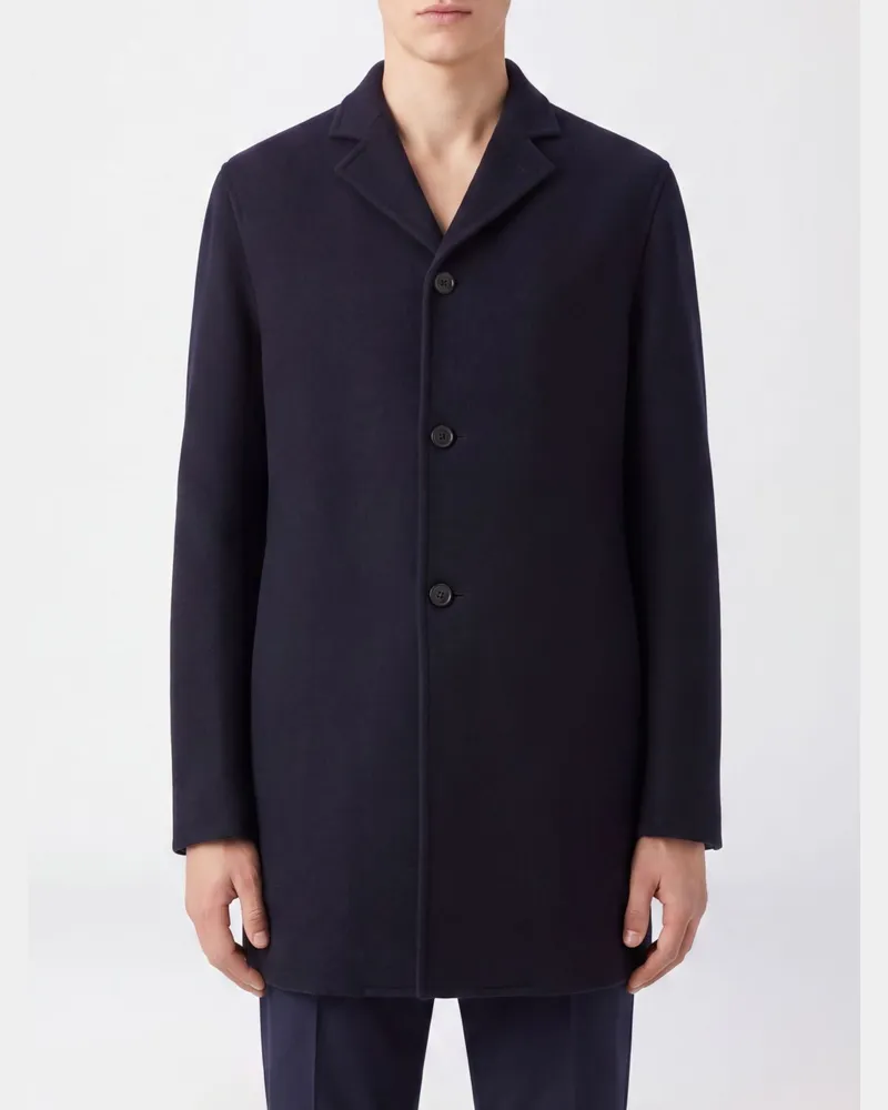 Jil Sander Einreihiger Kurzmantel aus Kaschmir- und Schurwollmischung mit Reverskragen Blau