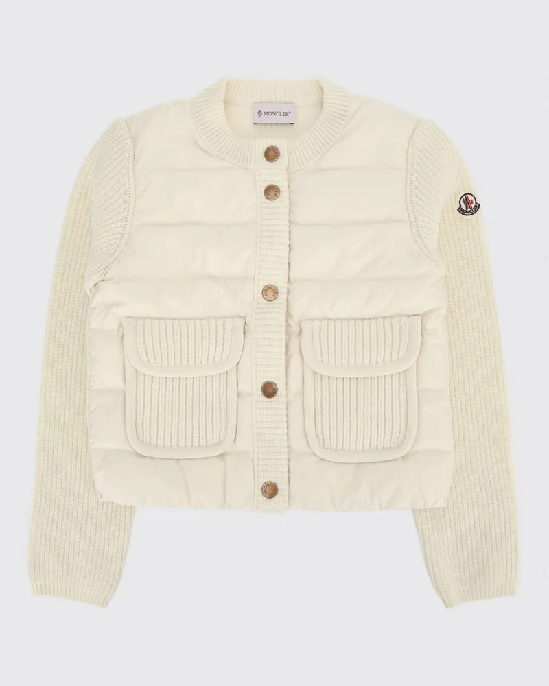 Moncler Cardigan aus Woll-Kaschmir-Mischung von für Jungen mit aufgesetzter Tasche Weiß