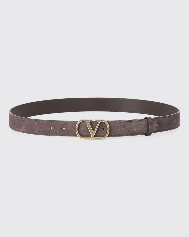 Valentino Garavani Wildledergürtel mit VLogo Signature-Schnalle Braun
