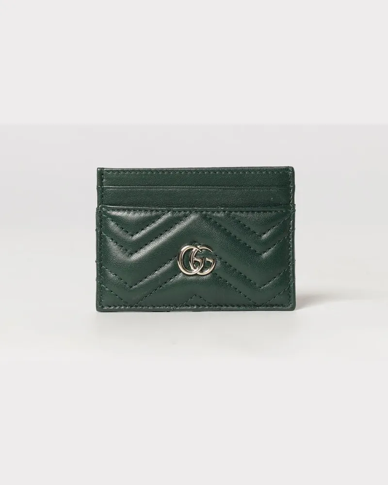 Gucci GG Marmont Kartenetui aus Nappaleder mit Chevron-Steppung Grün