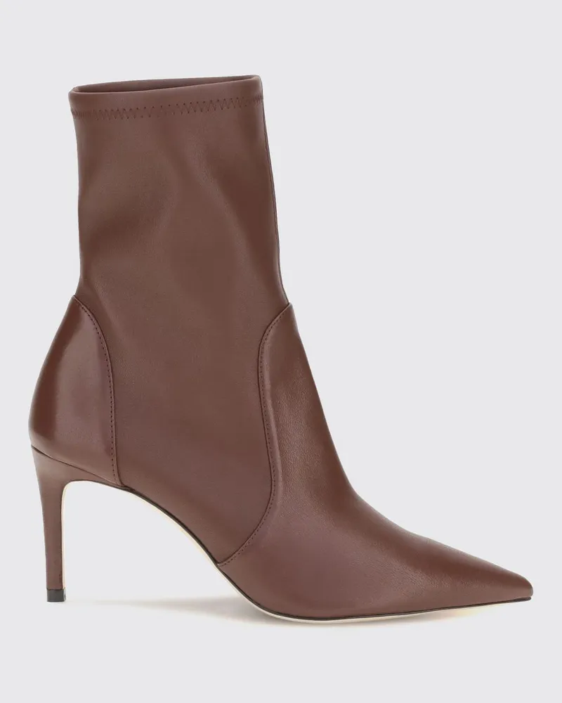 Stuart Weitzman Power Stiefeletten aus glattem Kalbsleder mit Stiletto-Absatz Braun