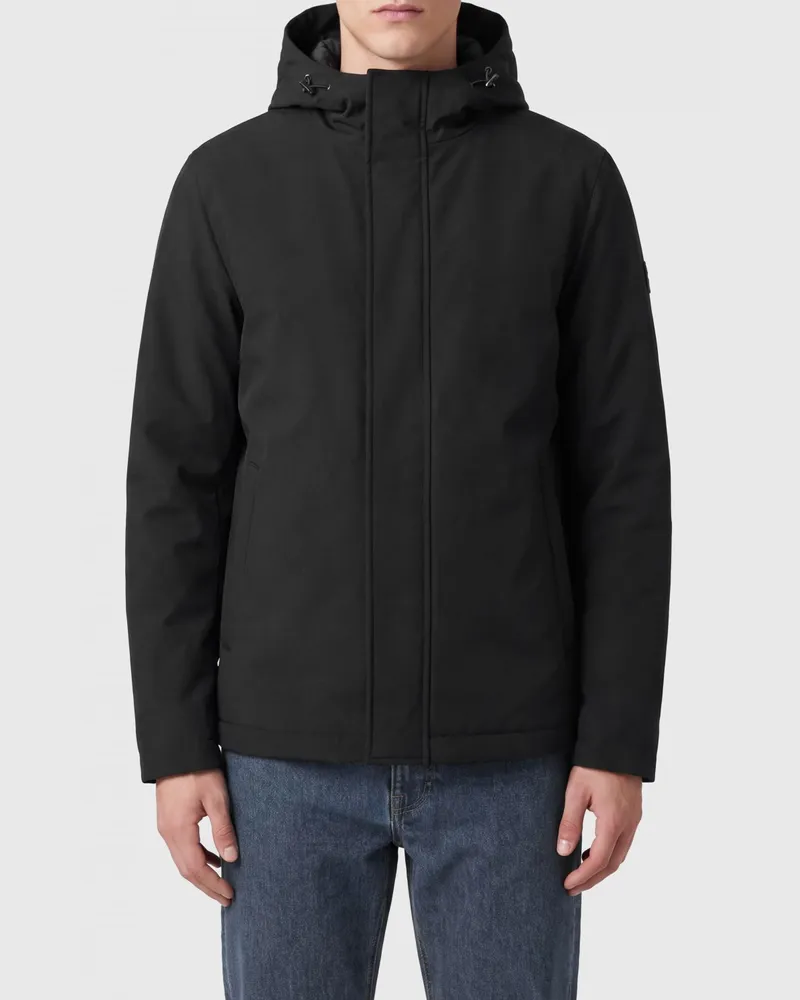 Herno Gefütterte Windjacke aus wasserabweisendem Nylon mit Kapuze Schwarz