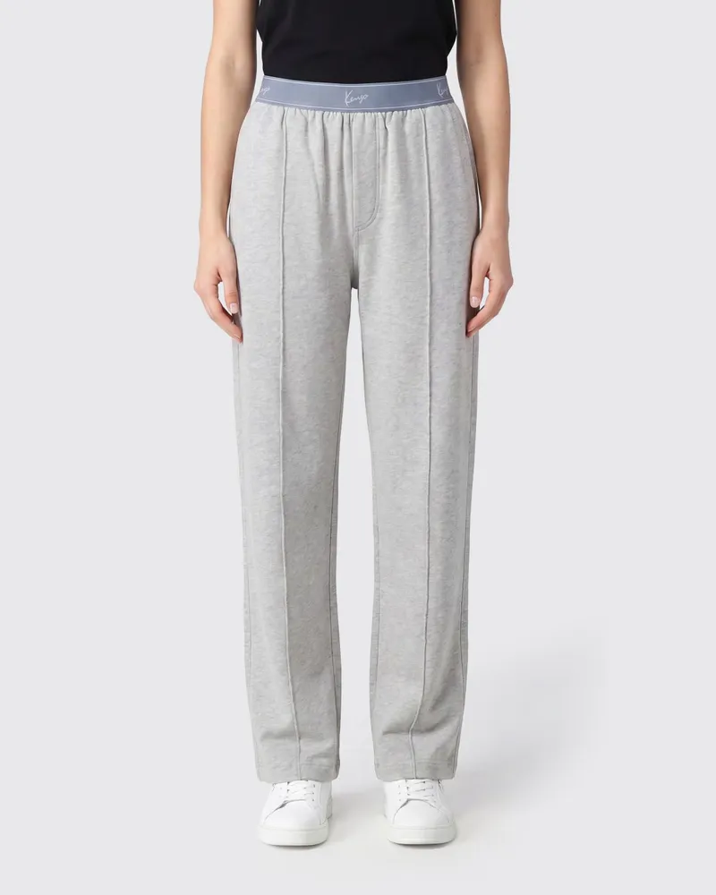 Kenzo High-Waist Jogginghose mit geradem Bein aus Baumwolljersey Grau