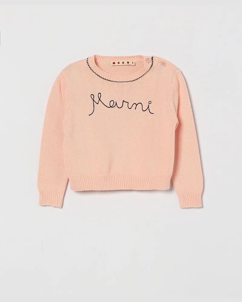 Marni Baumwollpullover mit gesticktem Logo Pink