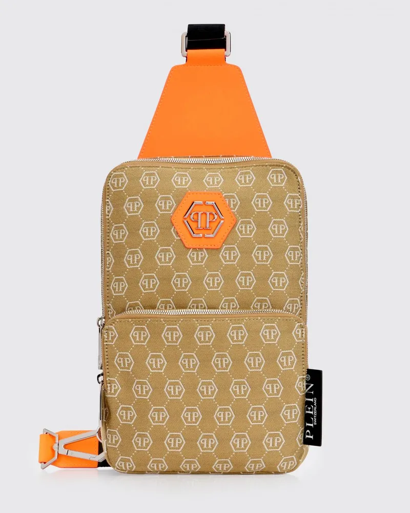 Philipp Plein Nylon-Tasche mit Jacquard-Logo Braun