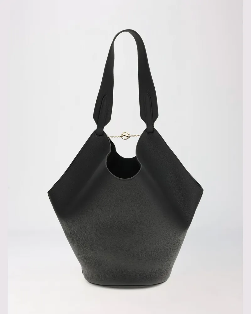 KHAITE Lotus Tasche aus genarbtem Leder Schwarz