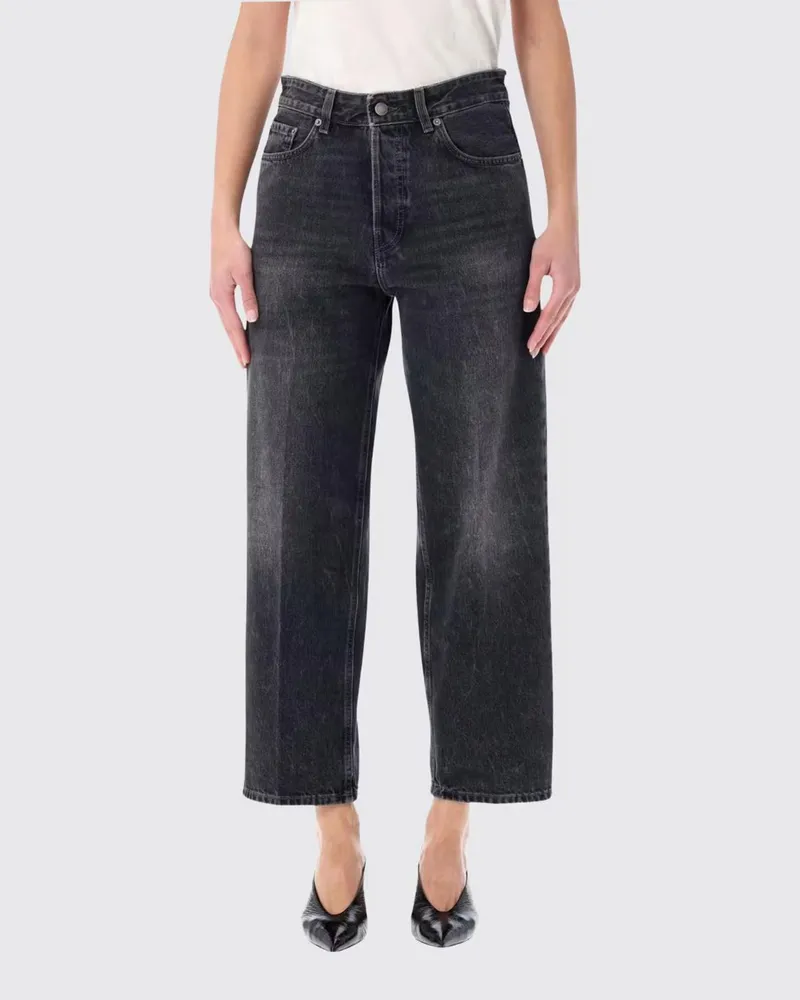 Haikure Cropped-Jeans Betty mit mittlerem Bund und geradem Bein aus Denim Schwarz