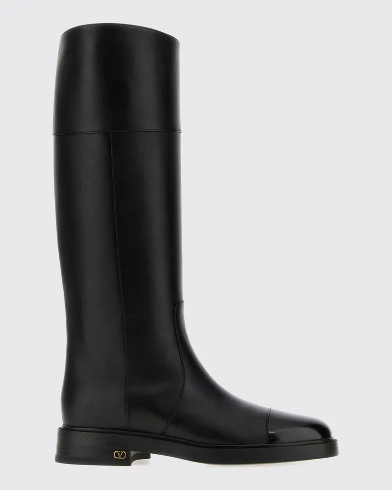 Valentino Garavani Kniehohe Stiefel aus Kalbsleder mit VLogo-Detail Schwarz