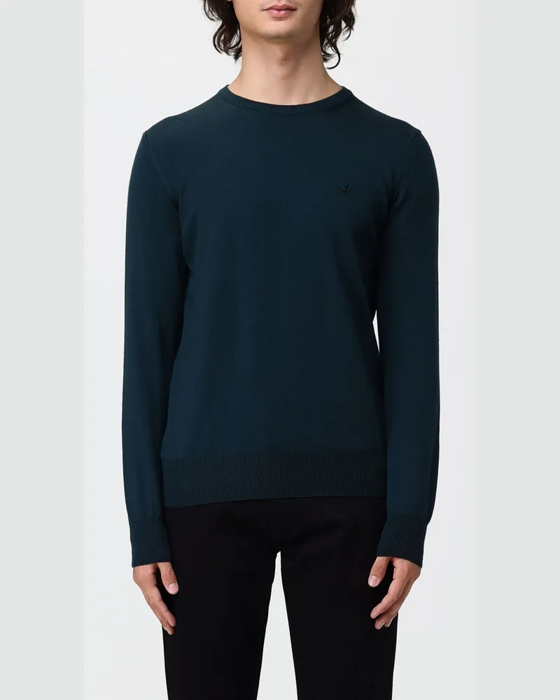 Brooksfield Wollpullover mit Rundhalsausschnitt, langen Ärmeln und Rippbündchen Waldgrün