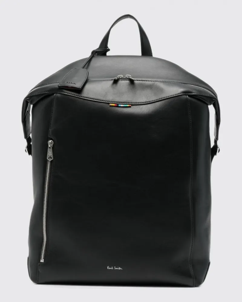 Paul Smith Lederrucksack aus glattem Kalbsleder mit Schriftzug-Logo Schwarz