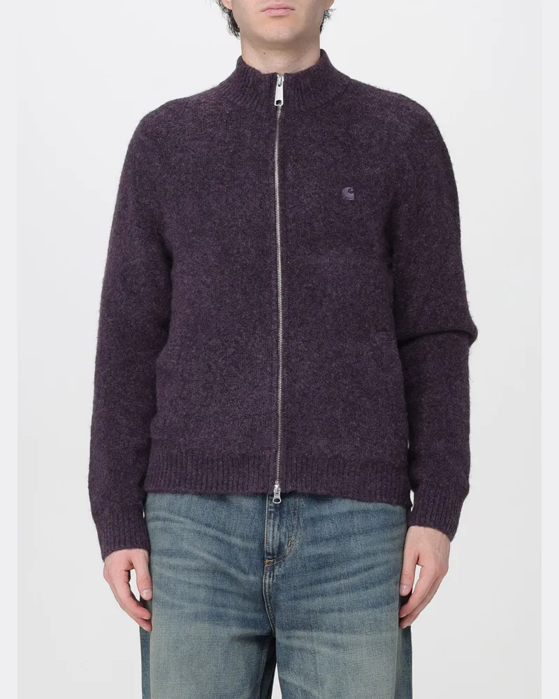Carhartt WIP Curtis Wollmischung-Cardigan mit Rollkragen und Reißverschluss Violett