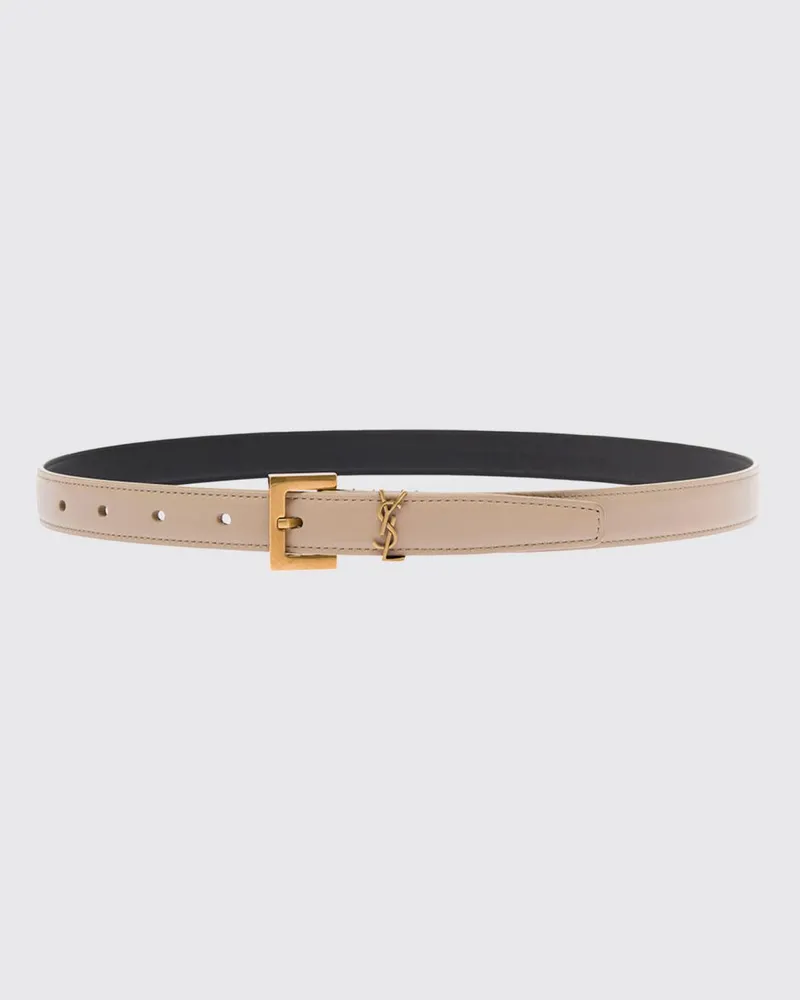 Saint Laurent Cassandre Gürtel aus Kalbsleder mit YSL-Monogramm-Schnalle Beige
