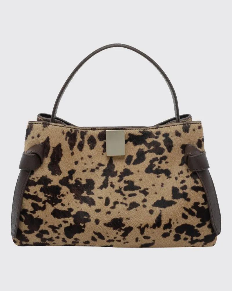YUZEFI Gyoza Mini-Handtasche von aus Ponyfell mit Animal-Print und Schultergurt Braun