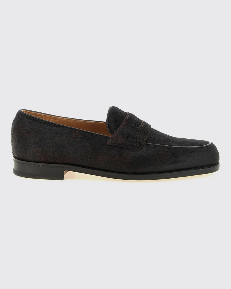 John Lobb Penny-Loafer aus Ponyfell von mit Riemen und Ledersohle Beige