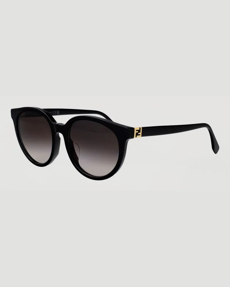 Fendi Abgerundete Sonnenbrille aus Acetat mit FF-Monogramm-Logo-Detail Schwarz