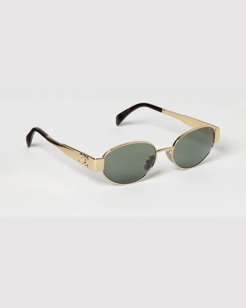 Celine Ovale Sonnenbrille von aus goldfarbenem Metall mit geprägtem Triomphe-Logo Gold