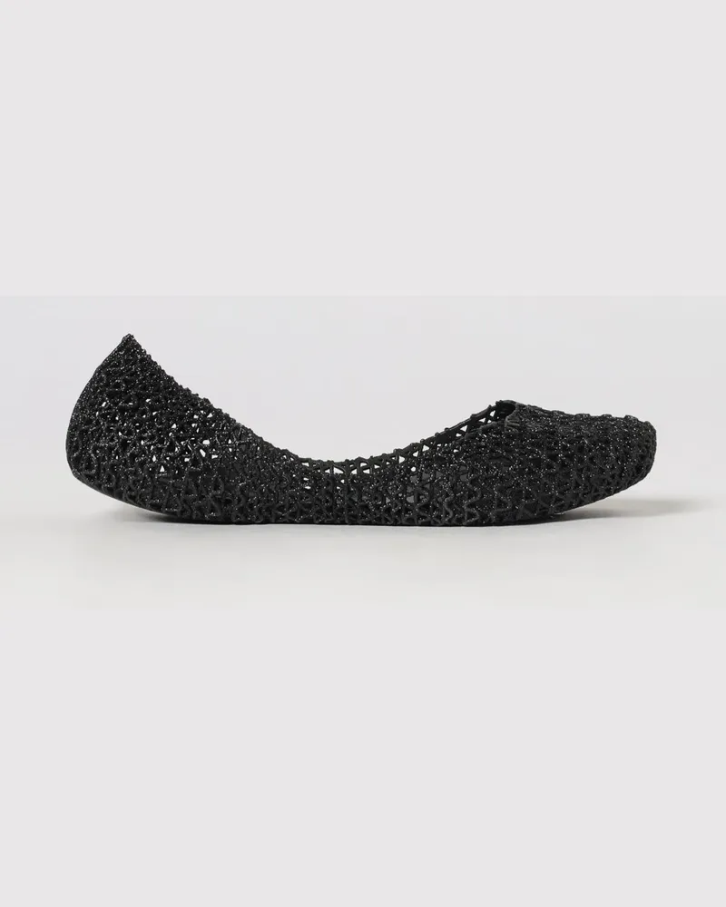 Melissa Campana perforierte Ballerinas aus Glitzer-PVC mit runder Spitze Schwarz