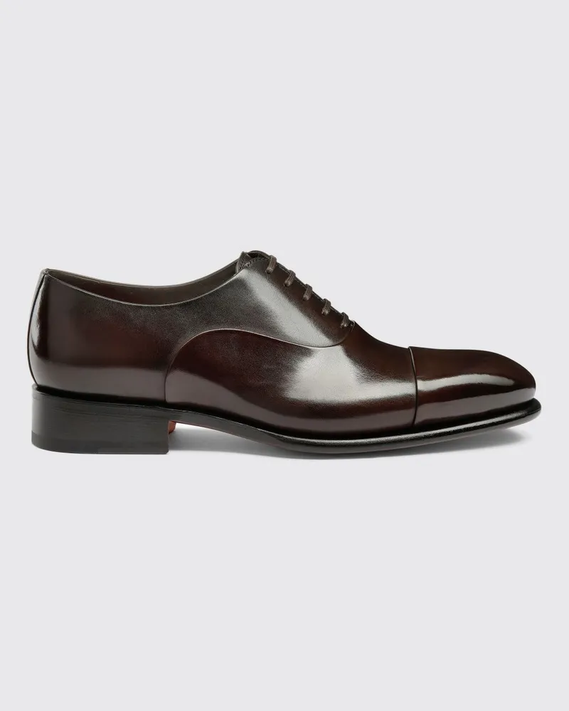 Santoni Oxford Schuhe aus gebürstetem Leder Dark