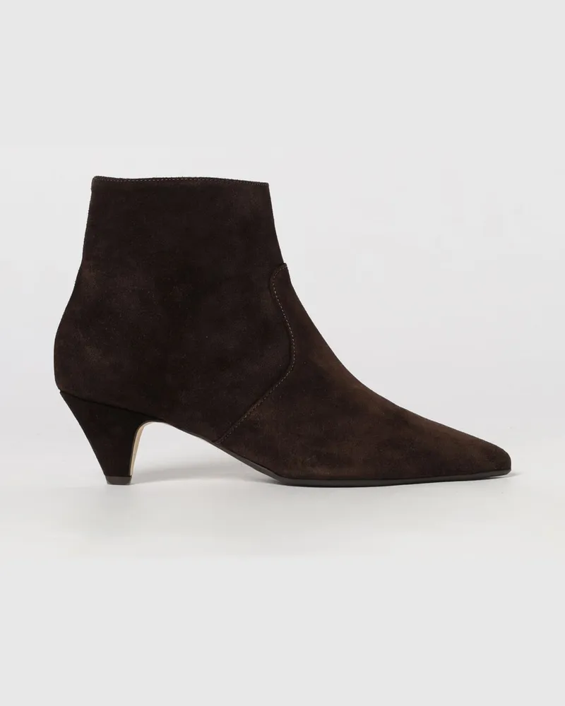 Anna F. Stiefeletten aus Veloursleder mit niedrigem Kegelabsatz Dark