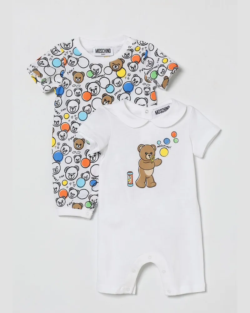 Moschino Set mit 2 Teddy-Overalls aus Baumwolle Weiß
