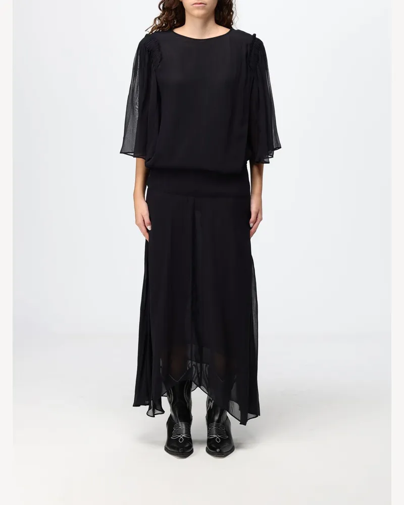 Étoile Isabel Marant Midi-Tunika Firda aus Viskose mit asymmetrischem Saum Schwarz