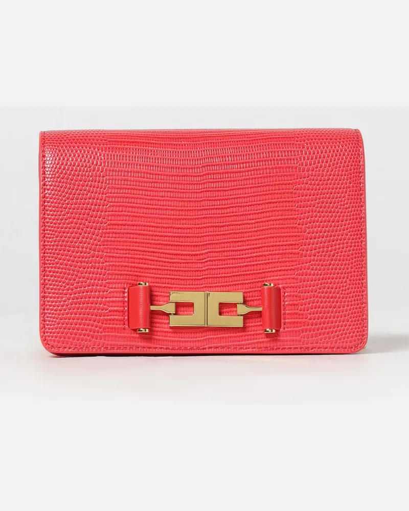 Elisabetta Franchi Mini-Umhängetasche mit Monogramm und Metall-Logo Rot