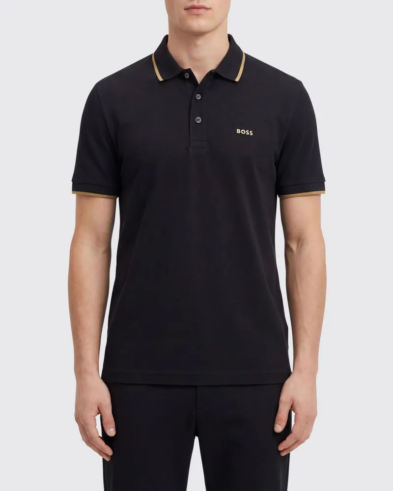 HUGO BOSS Baumwoll-Polohemd Schwarz
