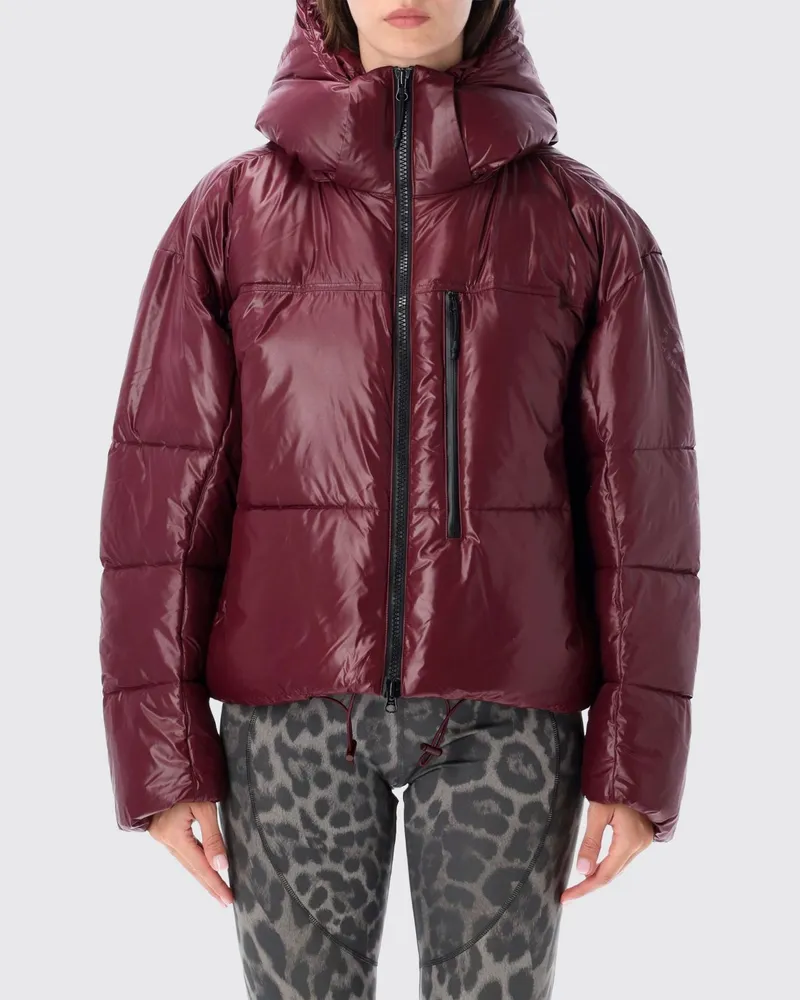 adidas Kurze Kapuzen-Daunenjacke aus recyceltem Nylon Braun