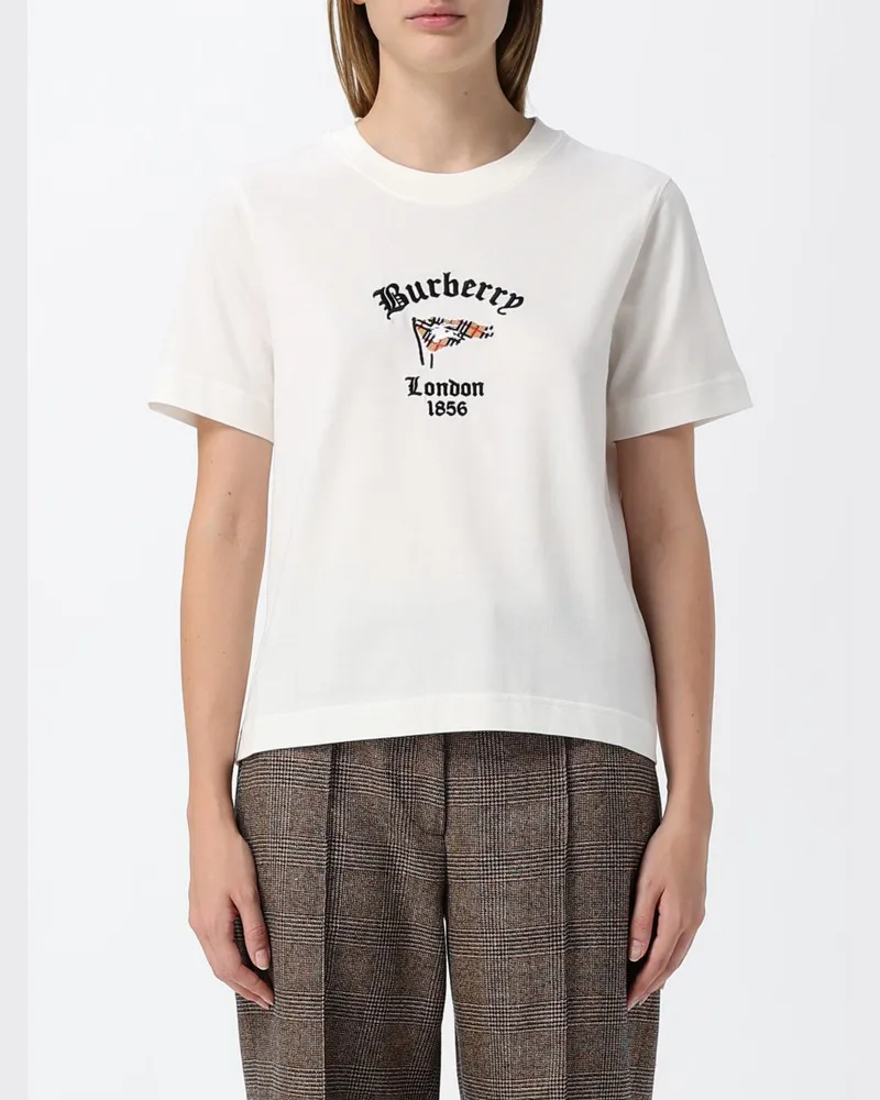 Burberry T-Shirt aus Baumwolle mit kontrastierendem Frontlogo Weiß