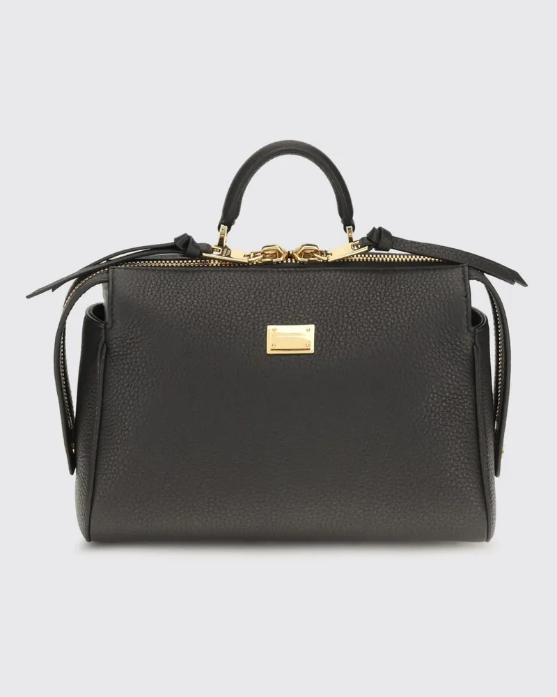 Dolce & Gabbana DOLCE  GABBANA Vittoria Handtasche Dolce & Gabbana aus genarbtem Kalbsleder mit Schulterriemen Schwarz